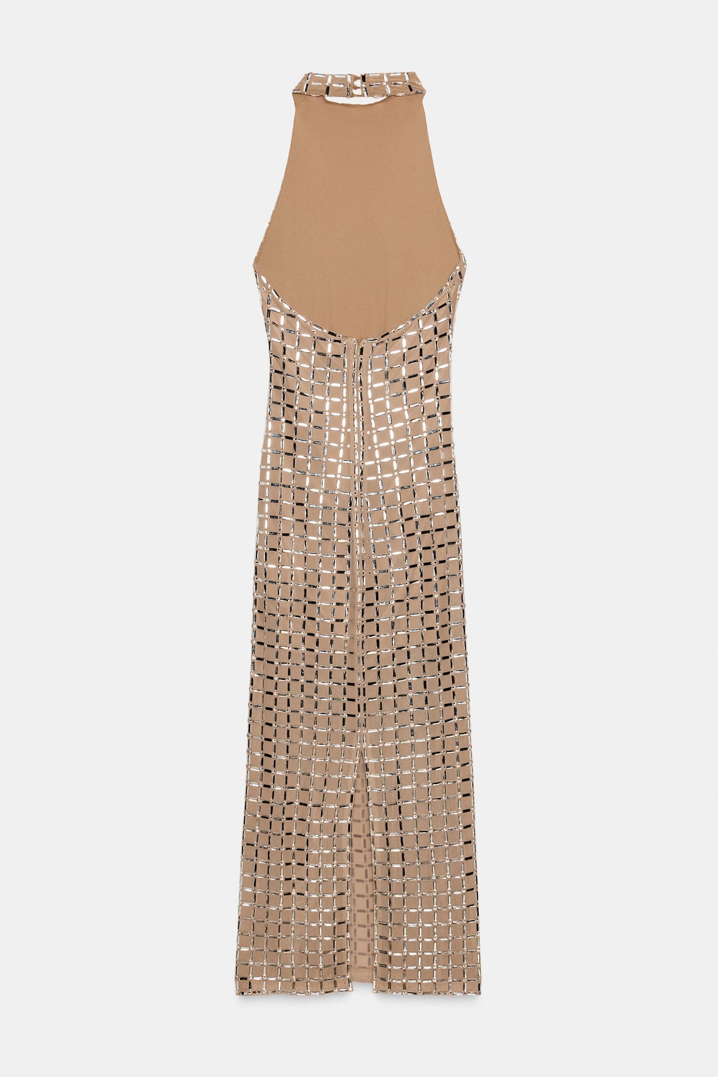 Rückansicht des Nude Maxi Kleids mit offenen Rücken
