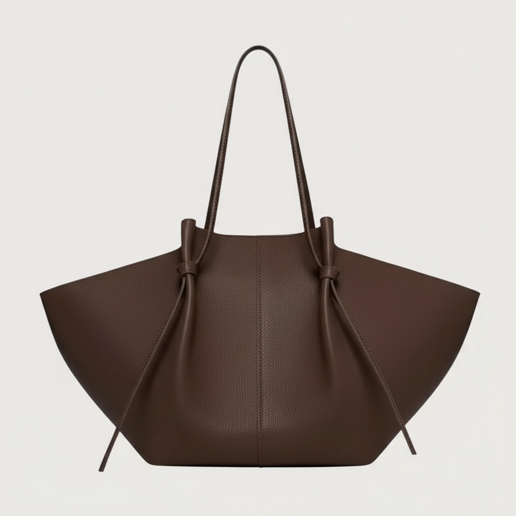 Große Luxus Tote Bag Damen Vegane Ledertasche Langhenkel Schwarz