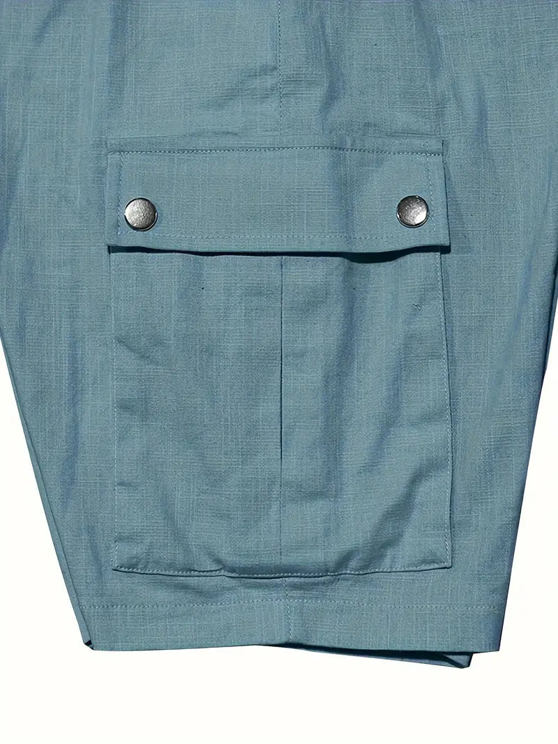 Herren Shorts Leinen Cargo Bequem mit Kordelzug