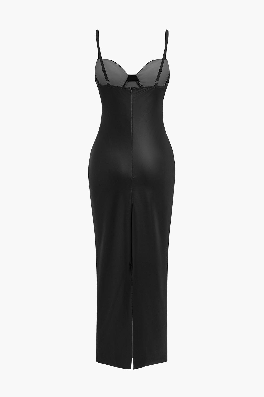 Leder Maxikleid Elegant Verführerisch Damenkleid Schwarz