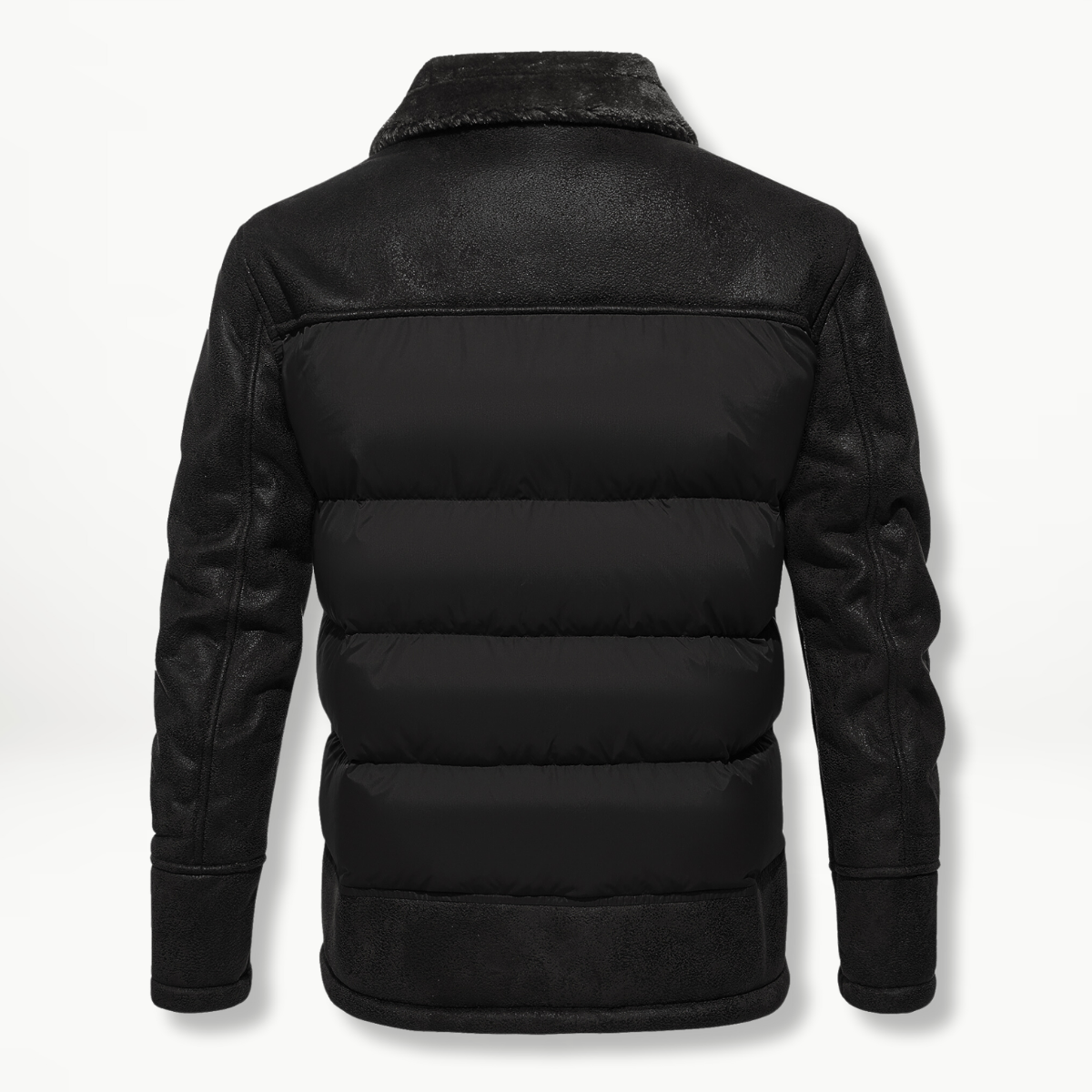 Herren Winterjacke Kunstleder Fellkragen Warm