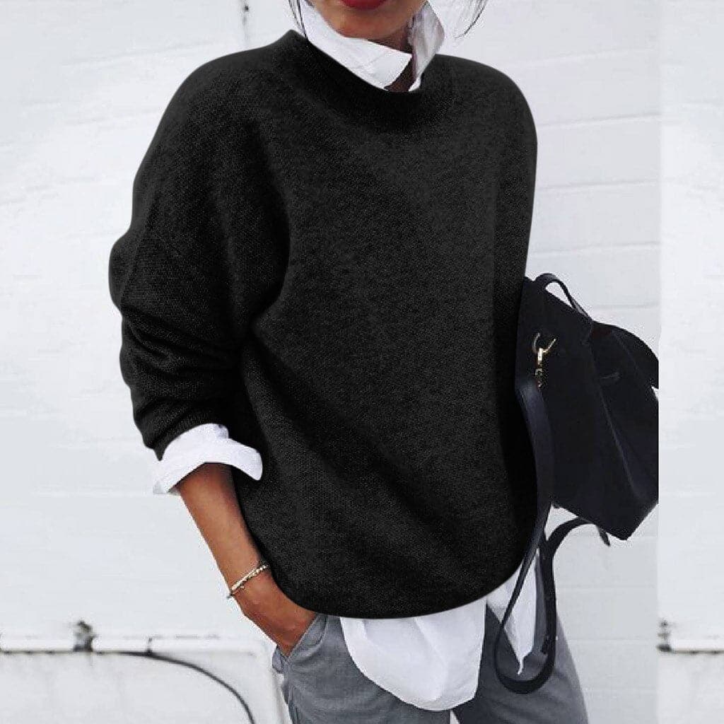 Weiche Strickpullover Lockere Passform Warm Rundhals