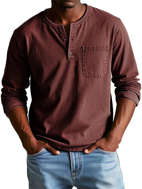 Herren Langarmshirt Lässig Bequem Baumwolle