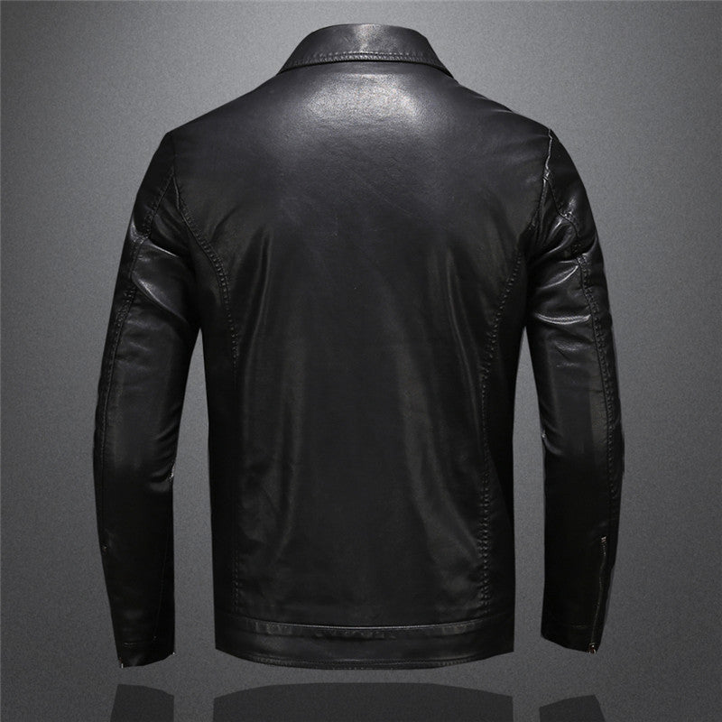 Herren Lederjacke Schwarz Stylisch Ledermantel