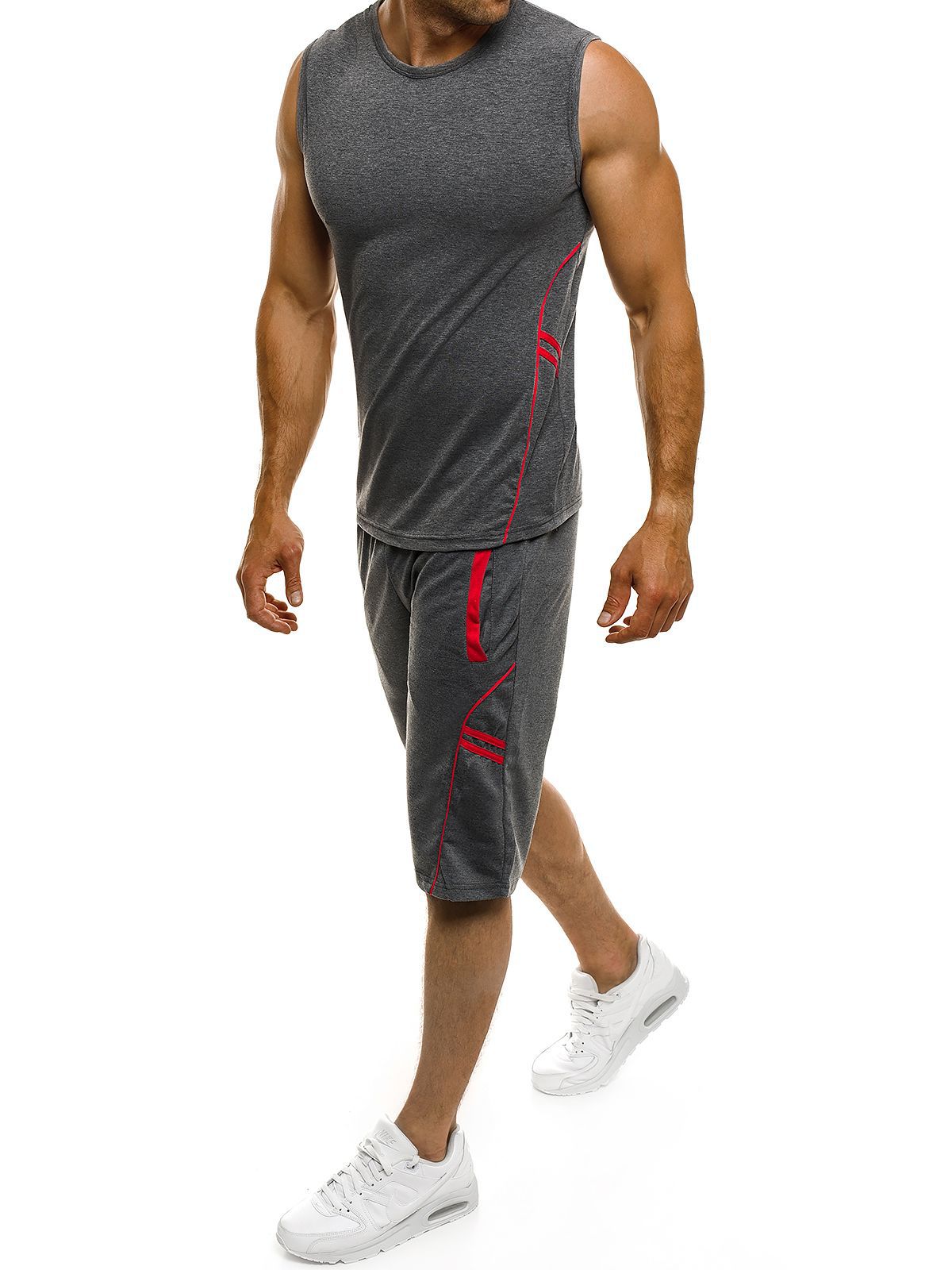 Herren Sportset Tanktop und Shorts Reflexstreifen