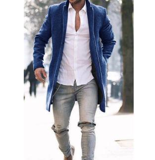 Herren Langmantel Eleganter Minimalistisch mit Taschen