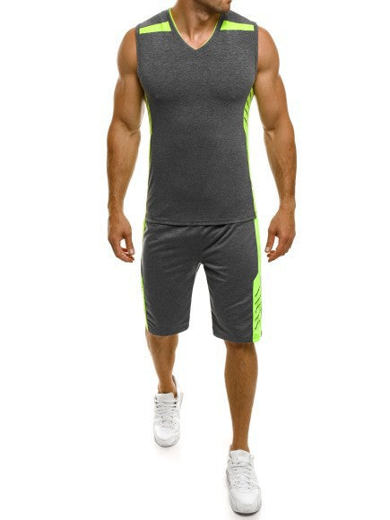 Herren SportTanktop mit Shorts Modern V-Ausschnitt Funktionsstoff