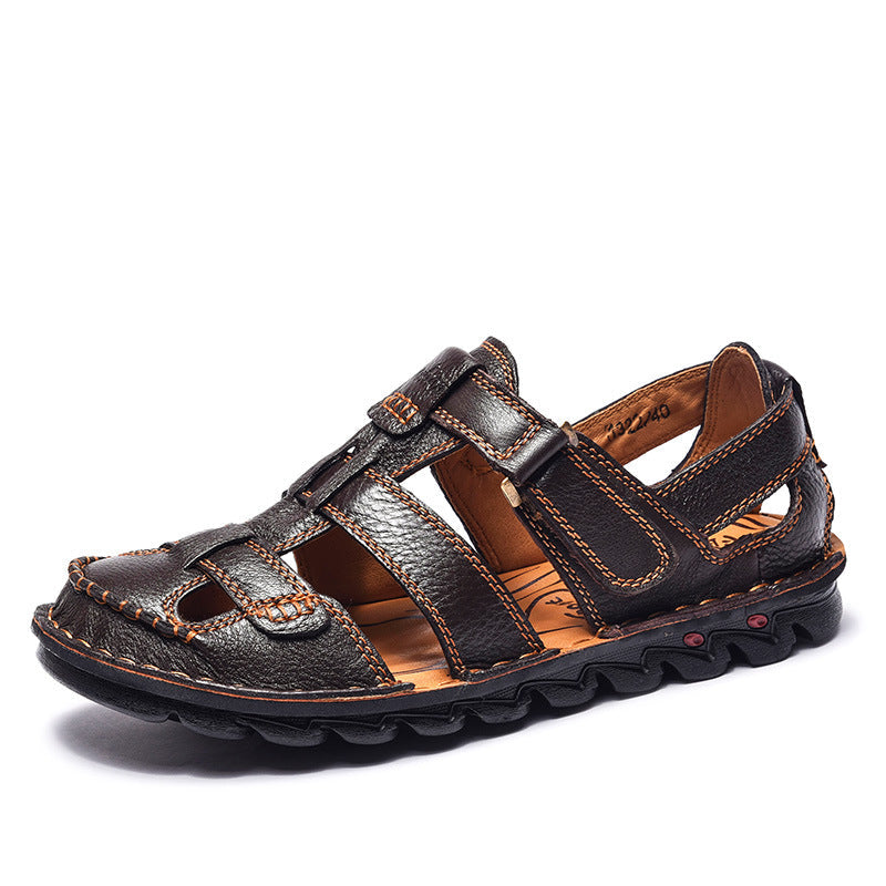 Herren Ledersandalen Bequem Verstellbar Rutschfest Sommer