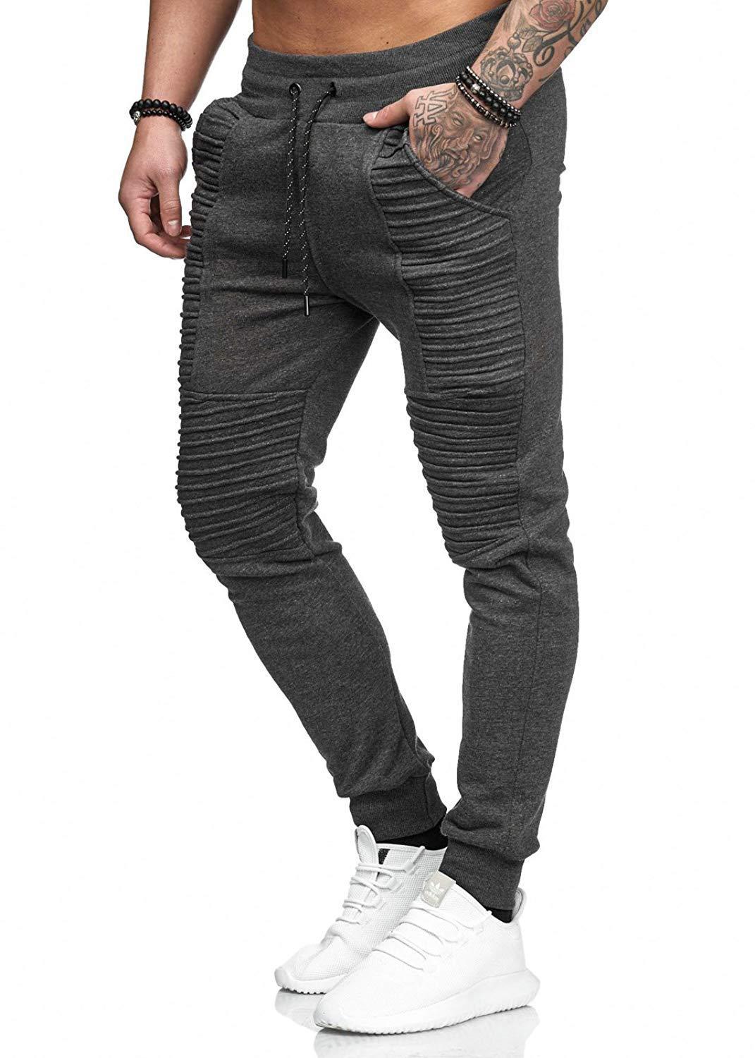 Herren Jogginghose Slim Fit Sportlich Mit Rippen