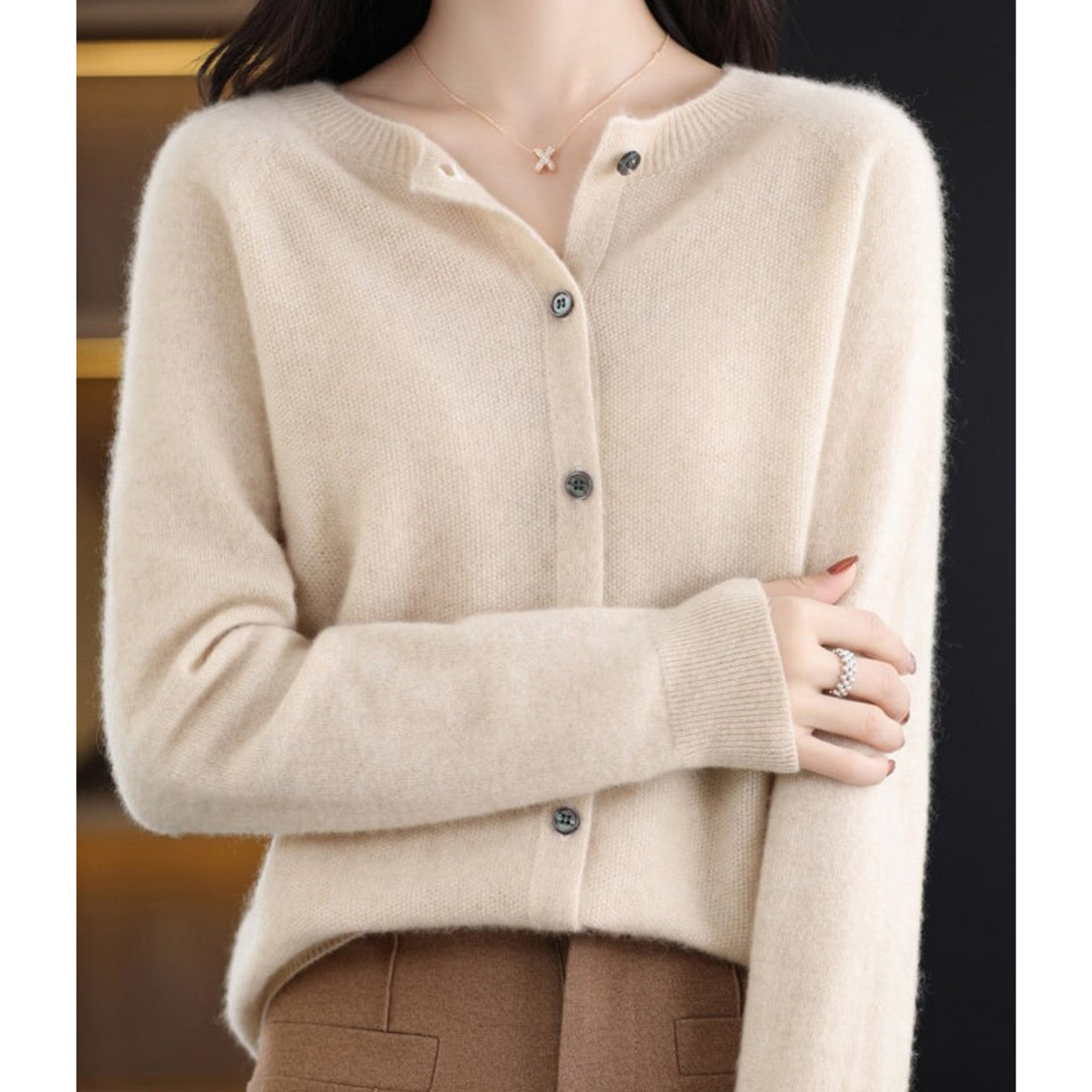 Damen Strickjacke Klassisch mit Knöpfen Eleganz