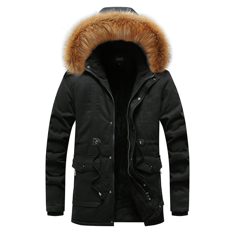 Herren Parka Jacke Modern mit Abnehmbarer Kapuze und Weichem Innenfutter