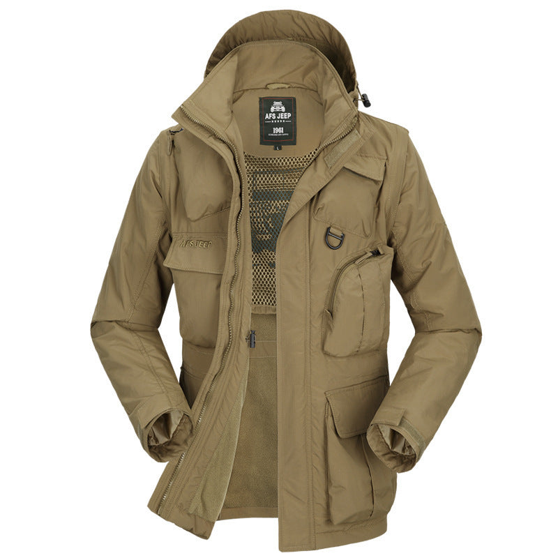 Herren Outdoor-Jacke Wasserdicht Mit Abnehmbarer Füllung