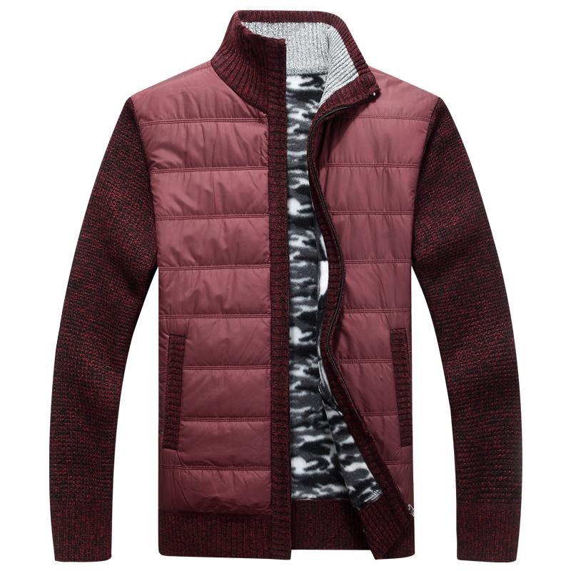 Herren Steppjacke Modern Strick Ärmel Warm