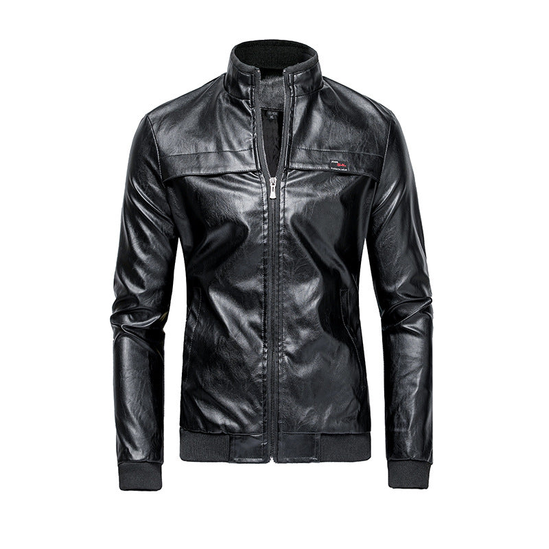 Lederjacke Herren Schwarz Biker Stil