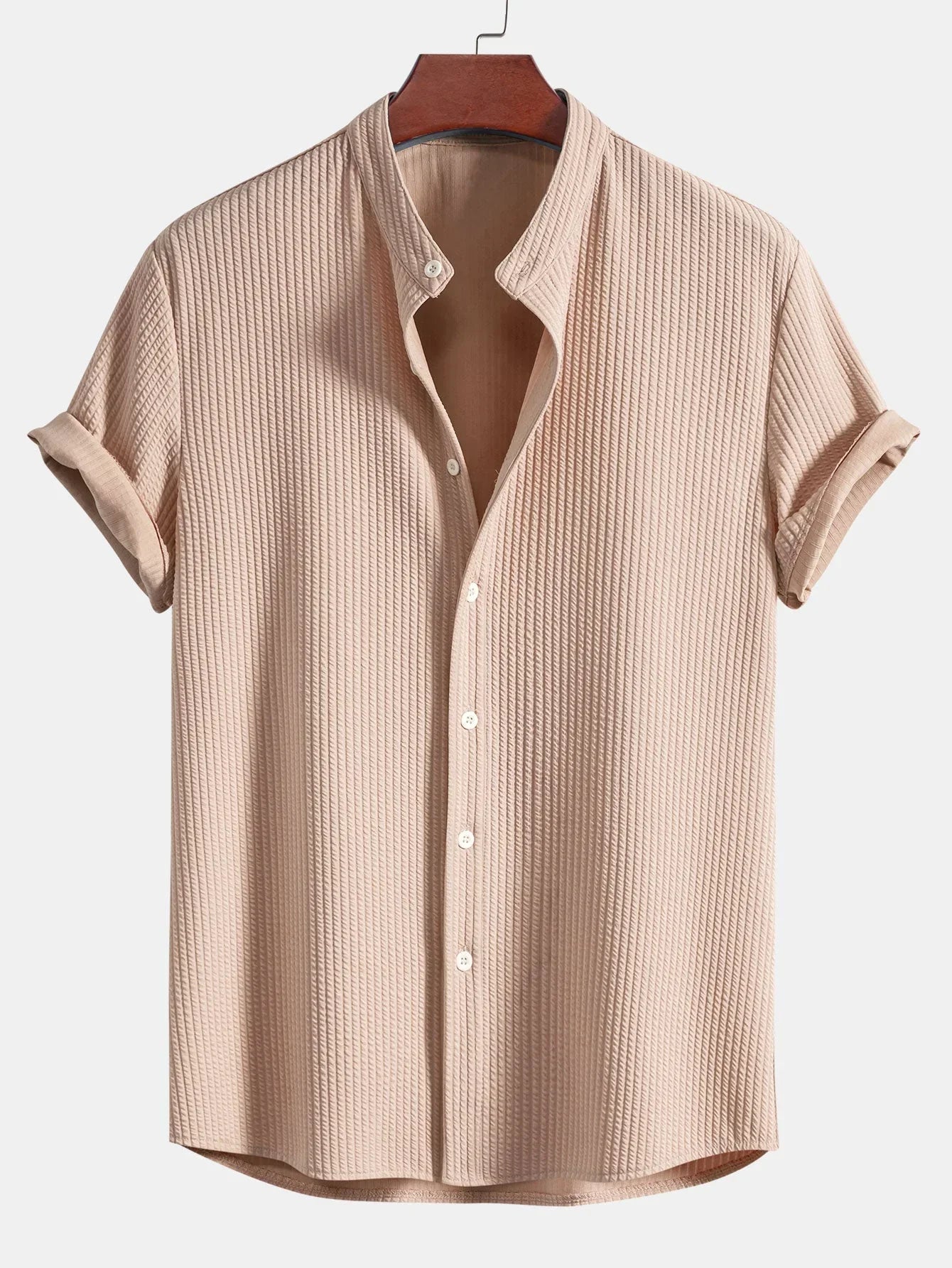 Herren Polo Shirt Leinen Stehkragen Sommer