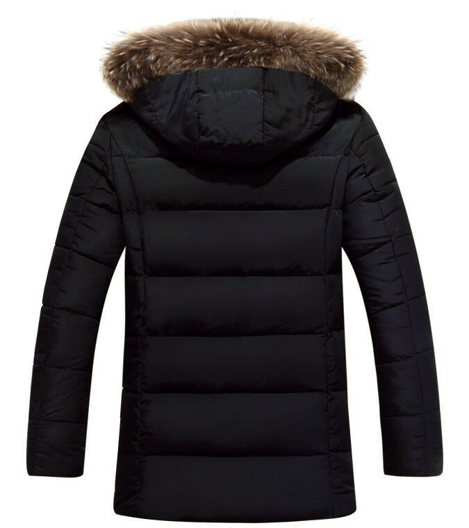 Herren Winterjacke Abnehmbare Kapuze Weiches Kunstfell Warm