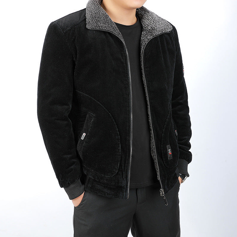 Herren Cordjacke Modern Weich Kragen Braun