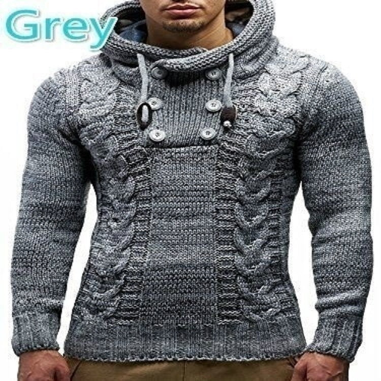 Herren Strickpullover Zopfmuster Kragen Hochgeschlossen Modern