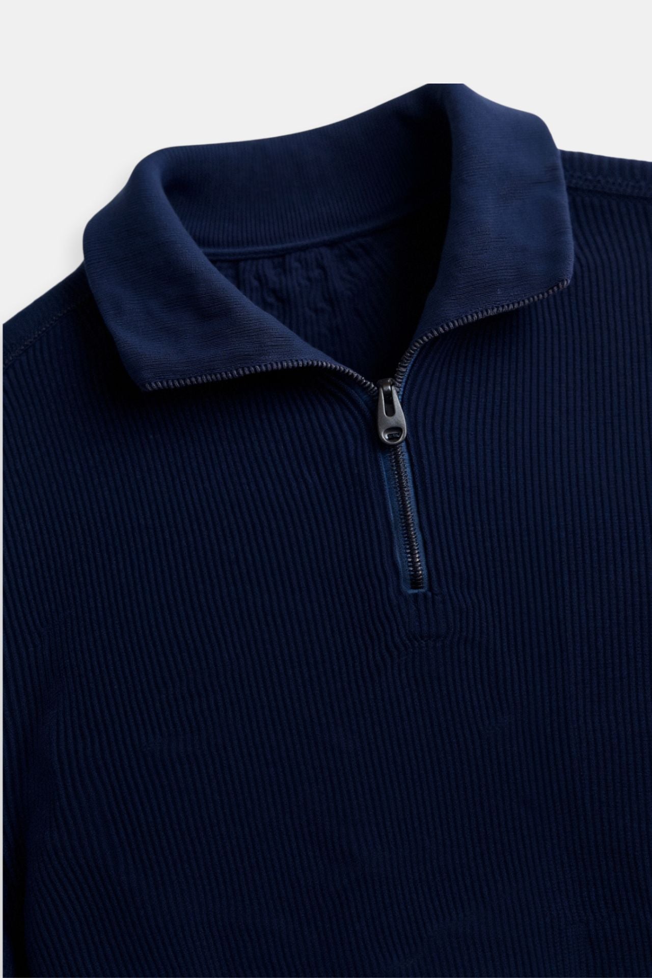 Strickpullover Reißverschluss Kontrastkragen Klassisch Modern
