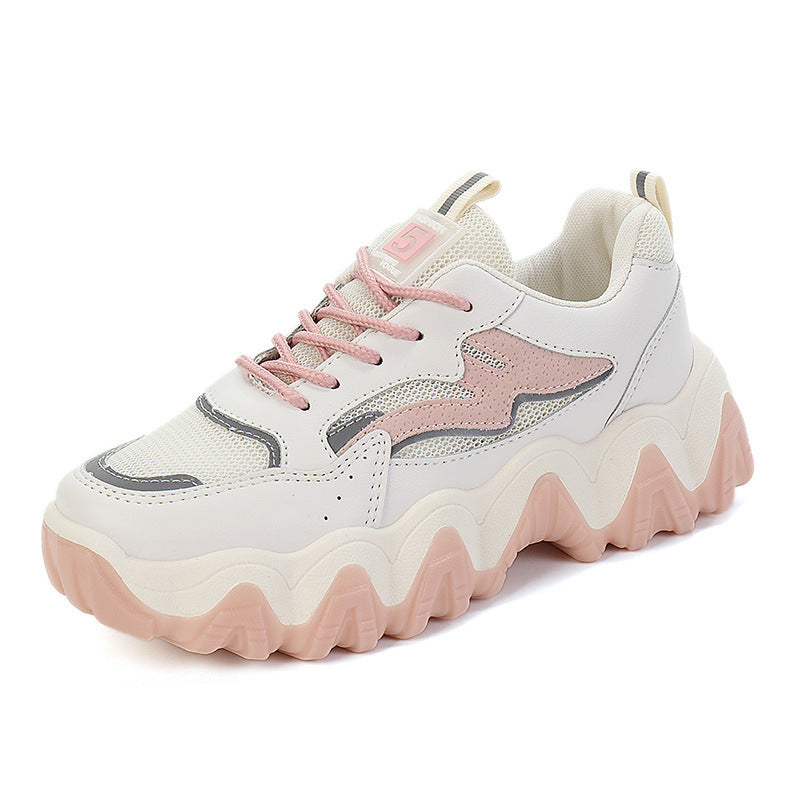 Damen Sneaker Chunky Atmungsaktiv Rutschfest Weiss