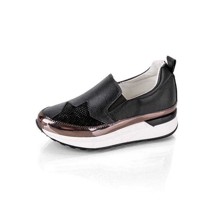 Damen Sneaker Glitzernde Oberfläche Komfort Sohle