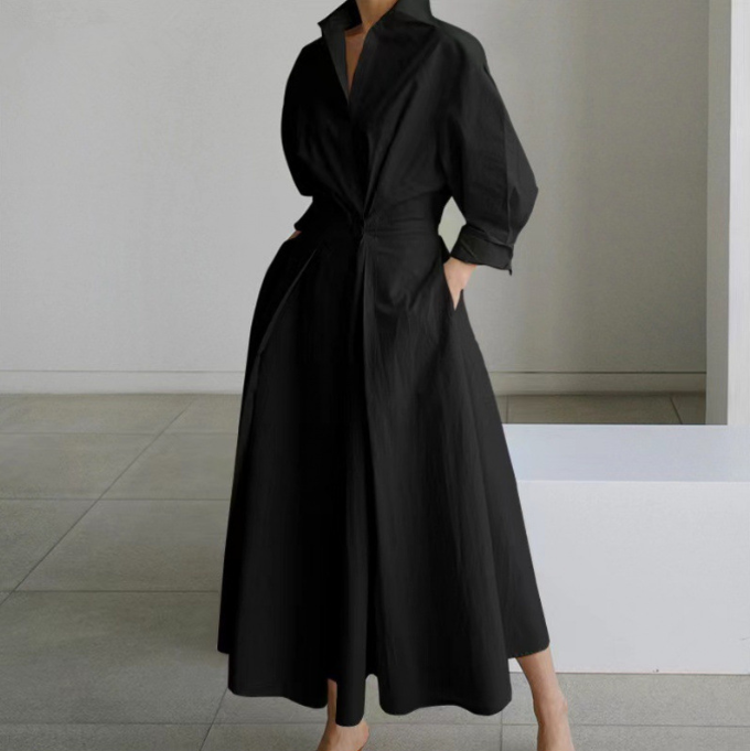 Kreuzträger Kleid Mit Taschen Damen Elegant - BerlinGlamour