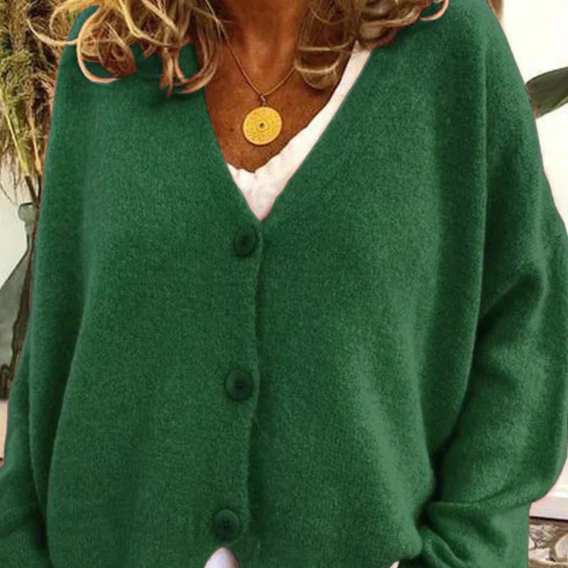 Damen Strickjacke V-Ausschnitt Modern mit Knöpfen