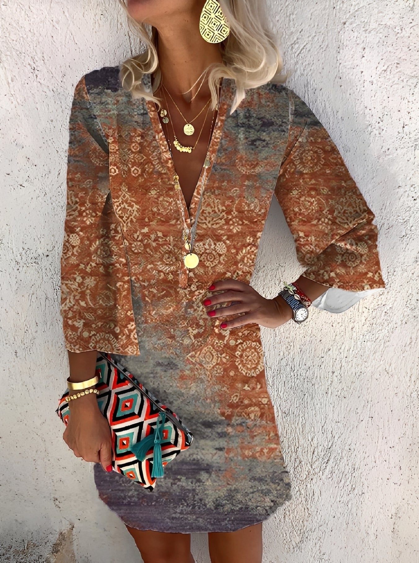 Boho Minikleid Damen Stilvolles Sommerkleid