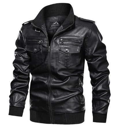 Lederjacke Herren Stehkragen Reißverschluss Modern