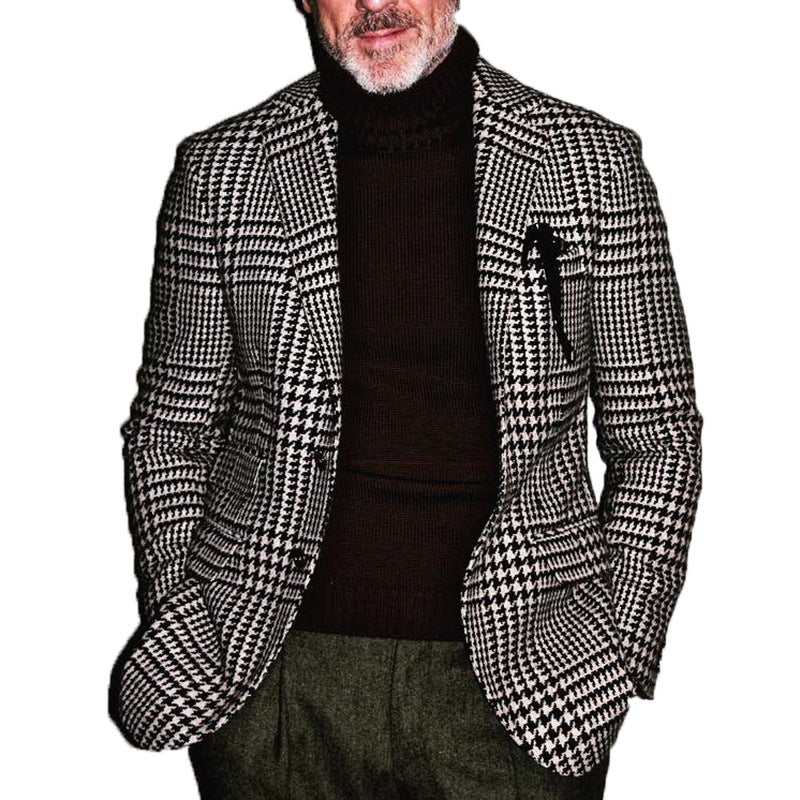 Herren Mantel Moderner Karo Schnitt Elegante Optik
