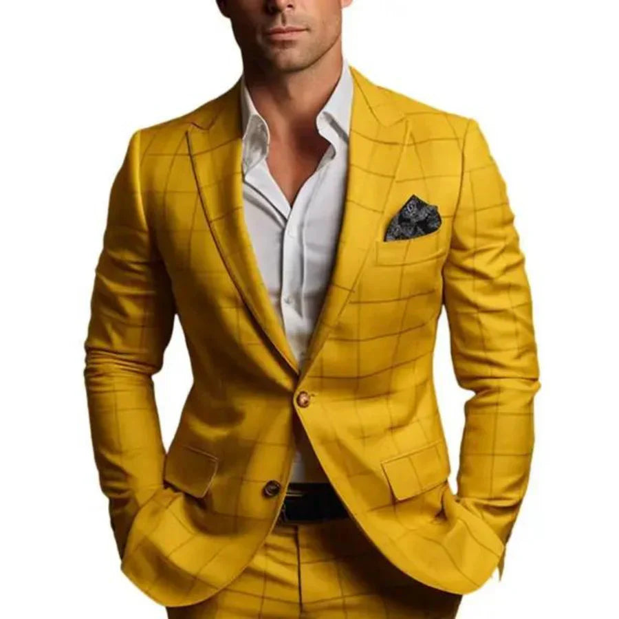 Herren Sakko Karo Muster Elegant Modern