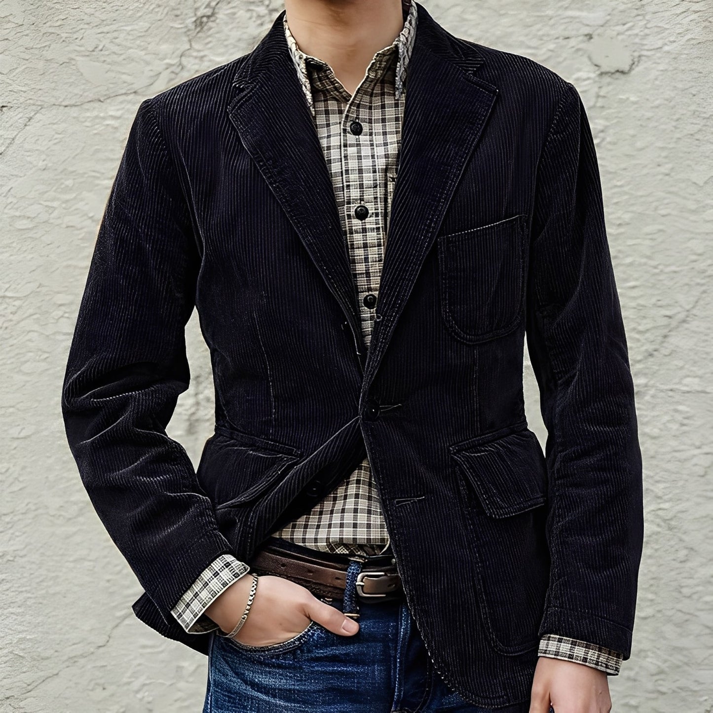 Herren Wolljacke Mit Taschen Warm Bequem