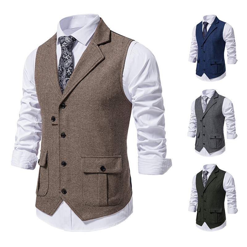 Herren Weste Elegant mit Seitentaschen Baumwolle
