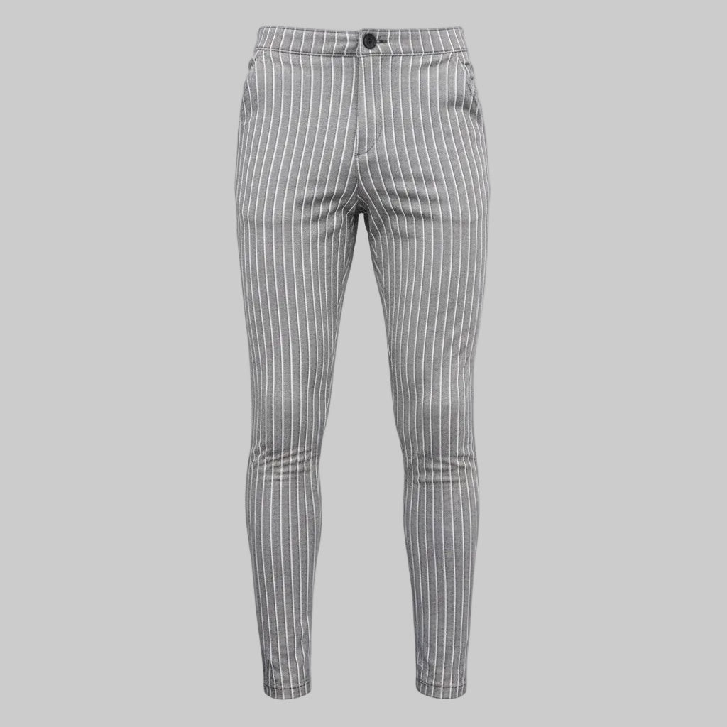 Herren Slim-Fit Hose Gestreift Modern Bequem