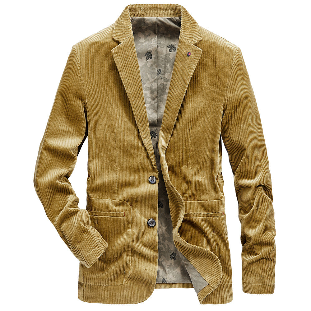 Herren Blazer Cord Freizeitjacke mit Blumenfutter Modern