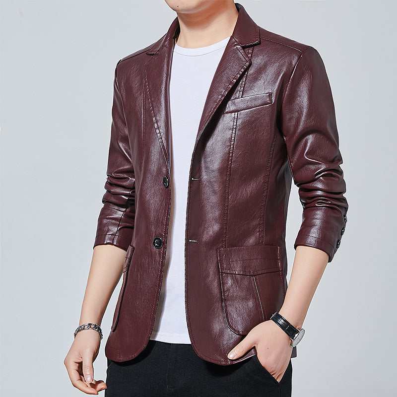 Herren Lederjacke Modern Schnitt Stylisch Schwarz