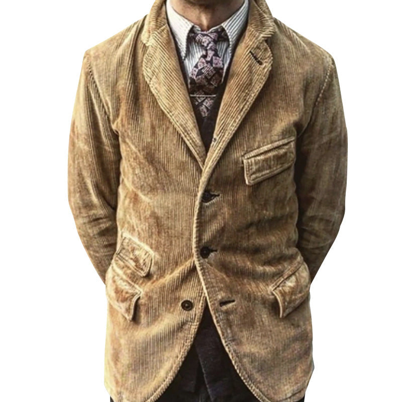 Herren Kordjacke Klassisch mit aufgesetzten Taschen