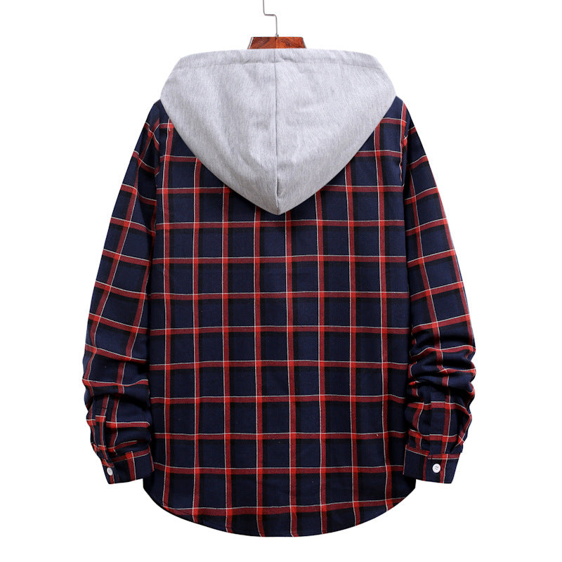 Herren Bluse mit Kapuze Kariert Modern Berlin_Style