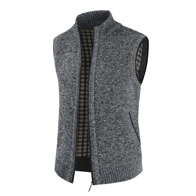 Herren Strickweste Stehkragen Reißverschluss Modern