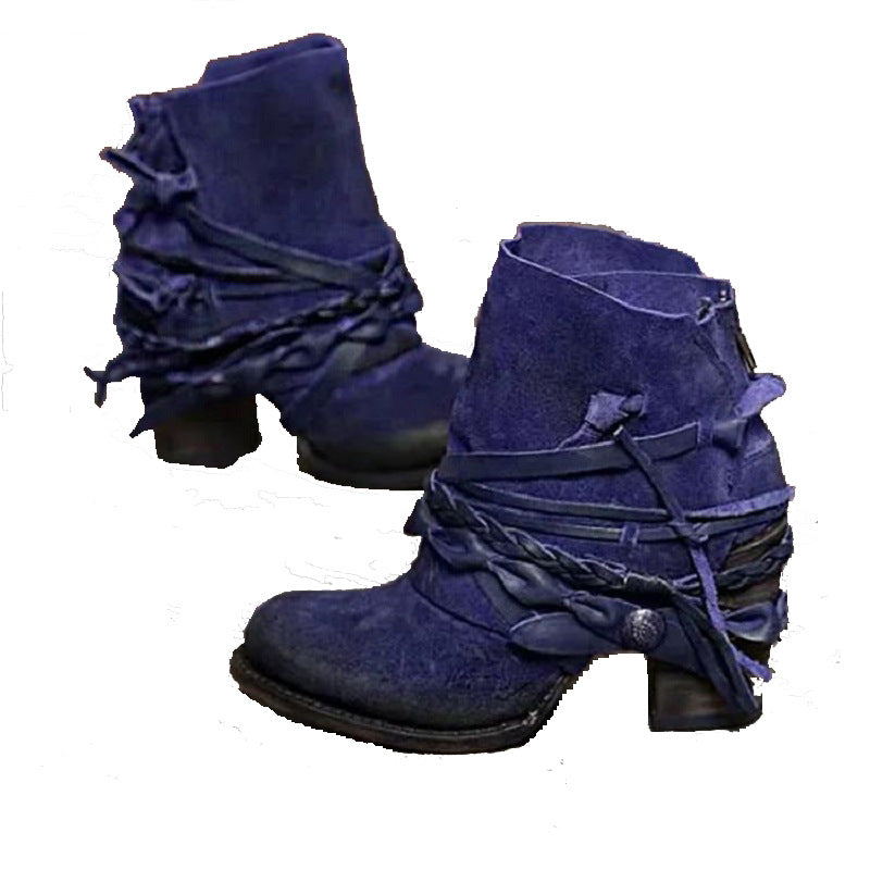 Damen Stiefeletten Geflochtene Akzente Modern
