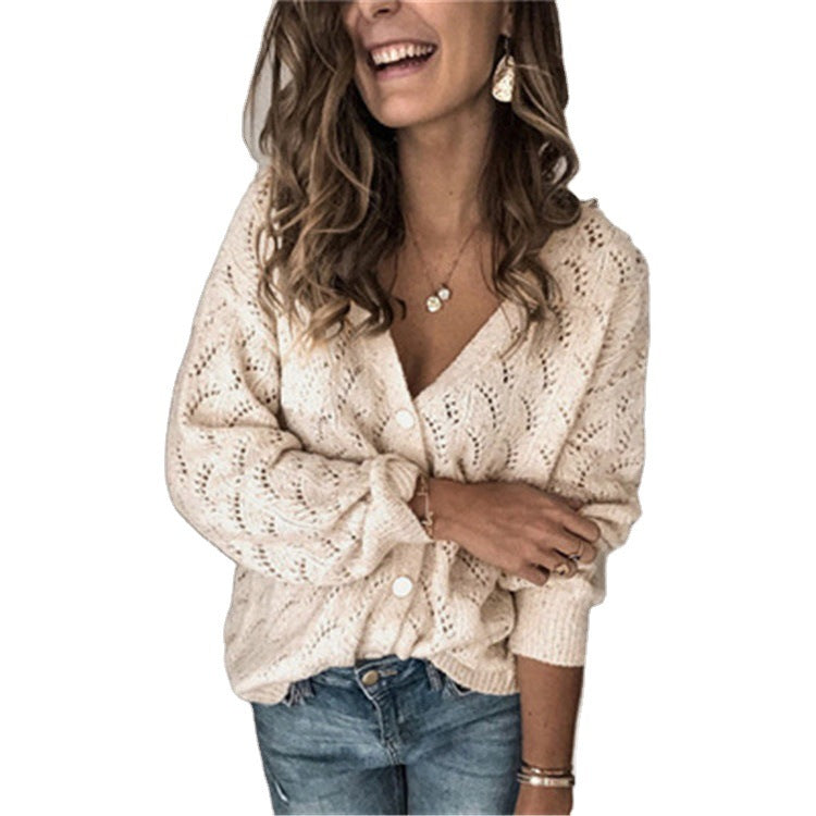 Damen Strickjacke Lässig mit Lochmuster Trendig