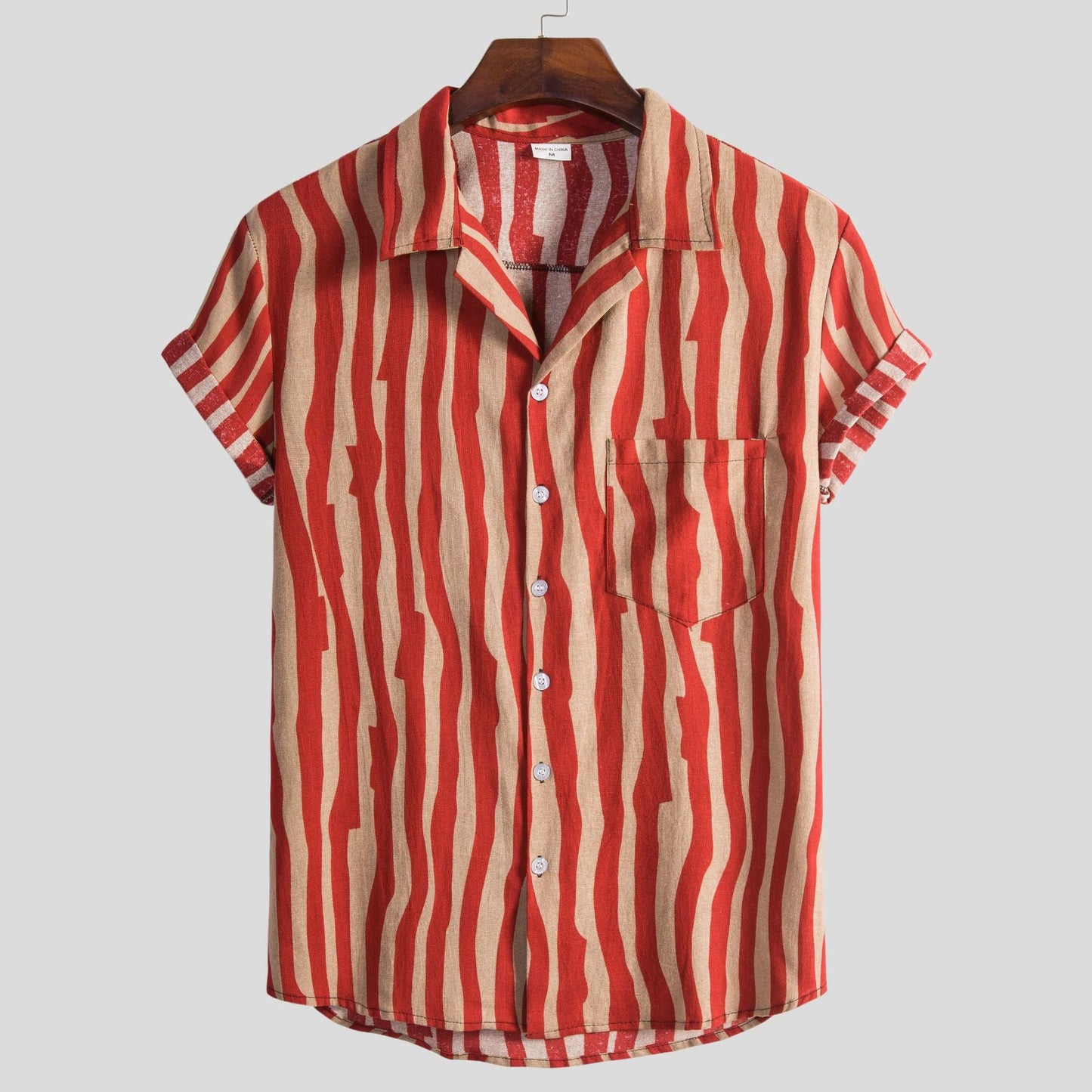 Herren Kurzarmhemd Streifenmuster Modern Slim Fit