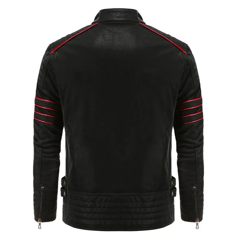 Herren Lederjacke Motorrad Schwarz Robust