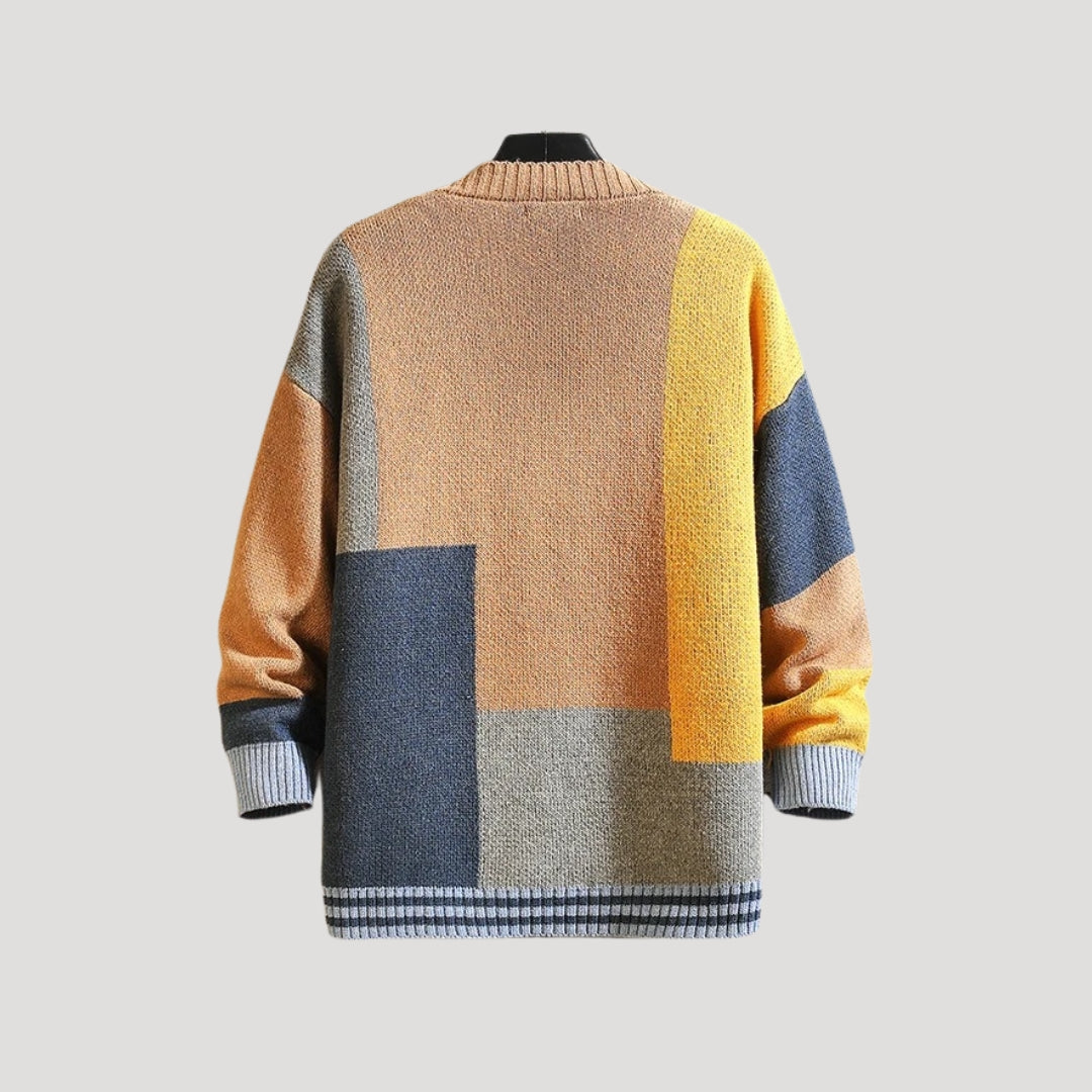 Damen Cardigan Strick Frühlingslook Colorblock Knöpfe