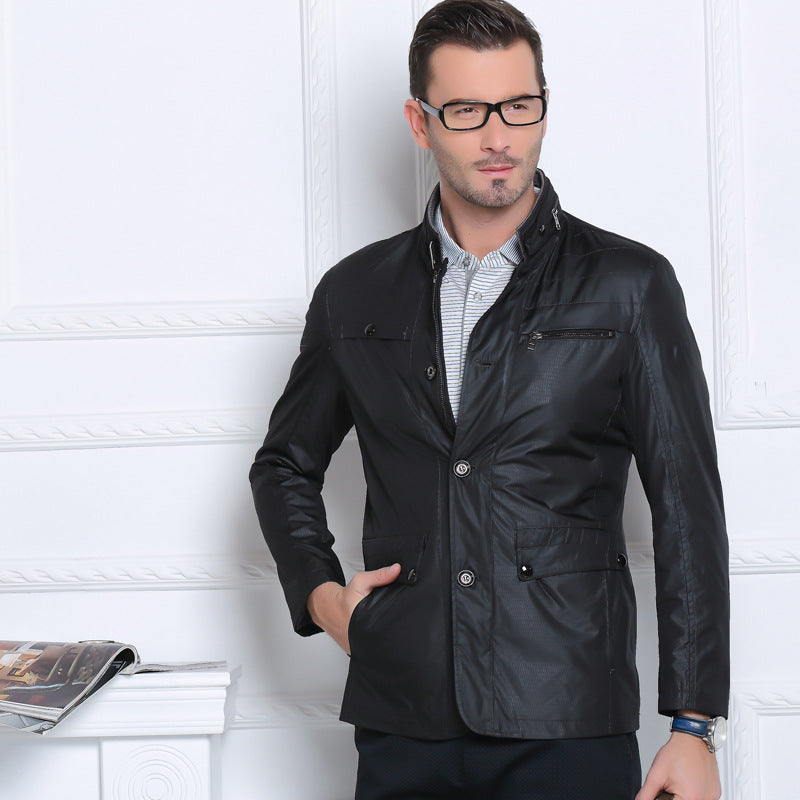 Herren Jacke Leicht Casual Mit Reißverschluss Tasche