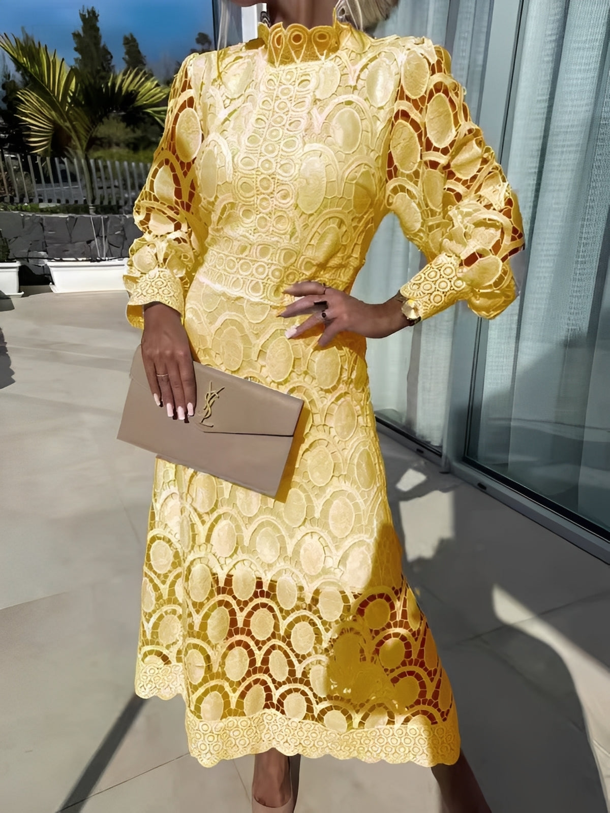 Langarm Maxikleid Damen Stilvolles Abendkleid Eleganz