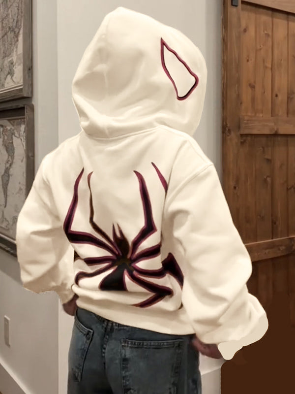 Spinnen Hoodie Reißverschluss Trendig Glitzernd