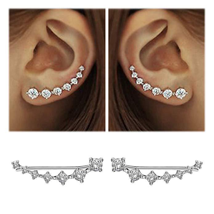 Sterling Silber Ohrring Glänzender Zirkon Elegante Ohrringe