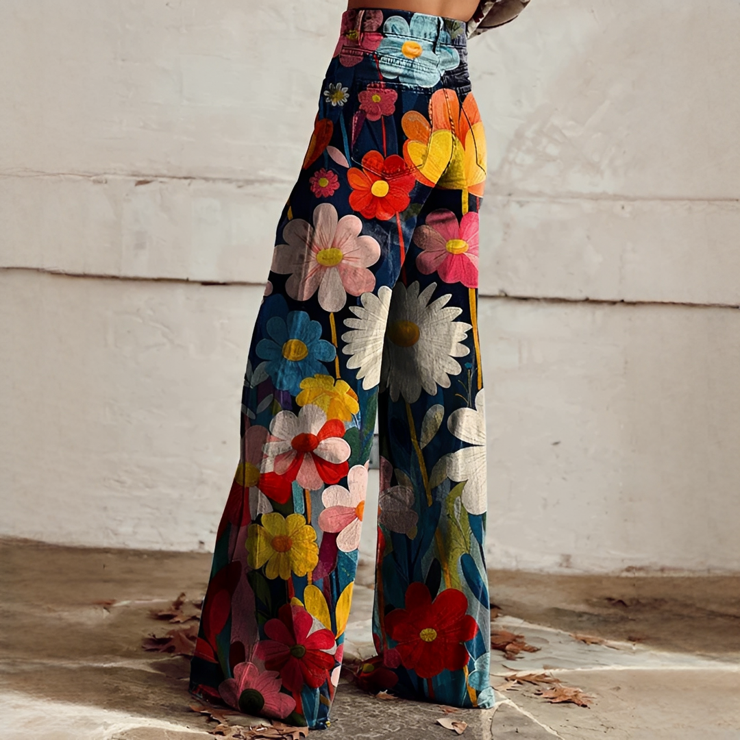 Damenhose Blumenmuster Locker Geschnitten Frauenhose