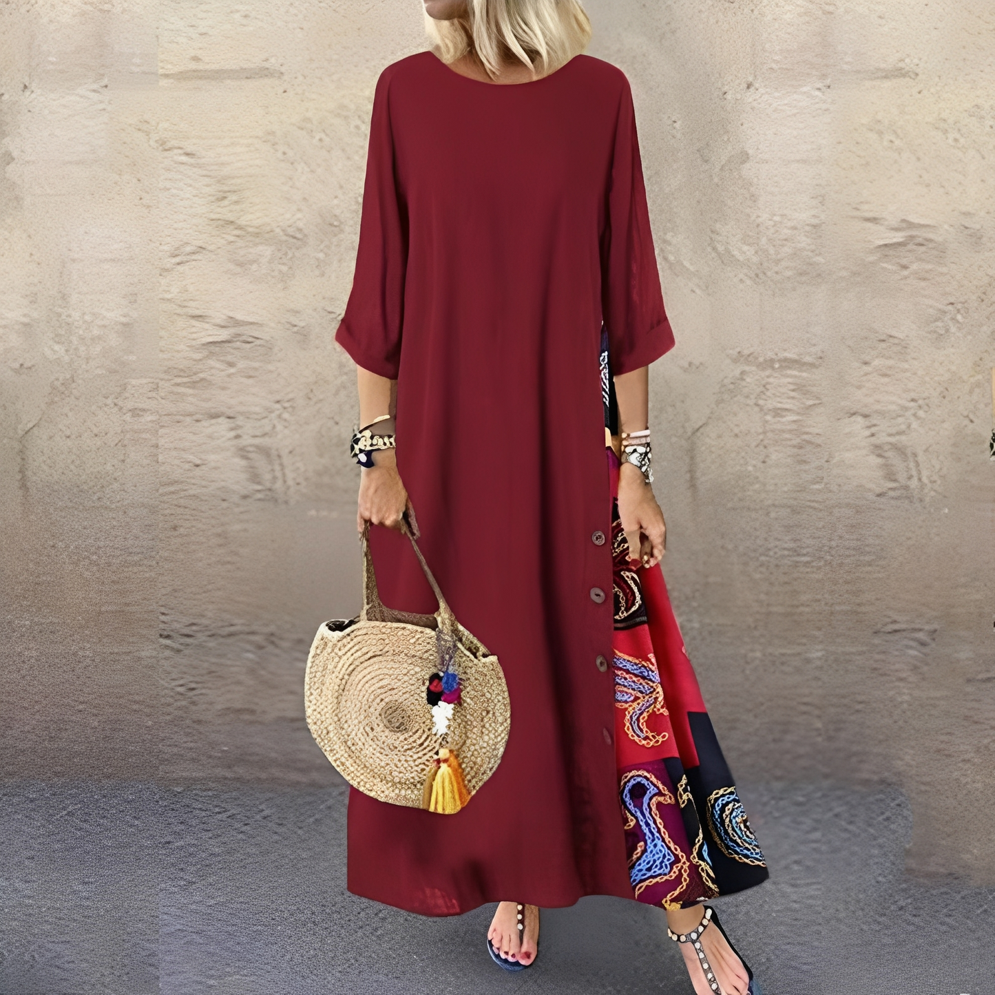 Elegantes Damenkleid Blumenmuster Sommer